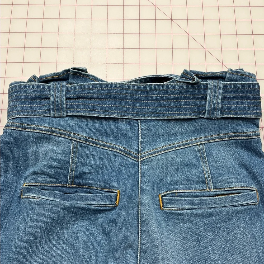 A.L.C. Casual Davis Denim Blue Self Tie Paper Bag High Waist Ankle/Crop Jeans 6